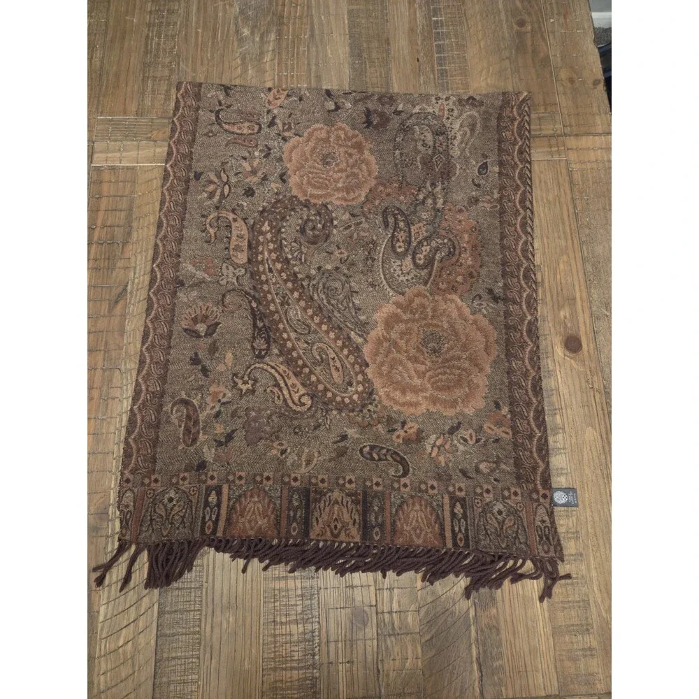 Vince Camuto Brown or Gold Paisley Scarf/Wrap/Shaw 52x64